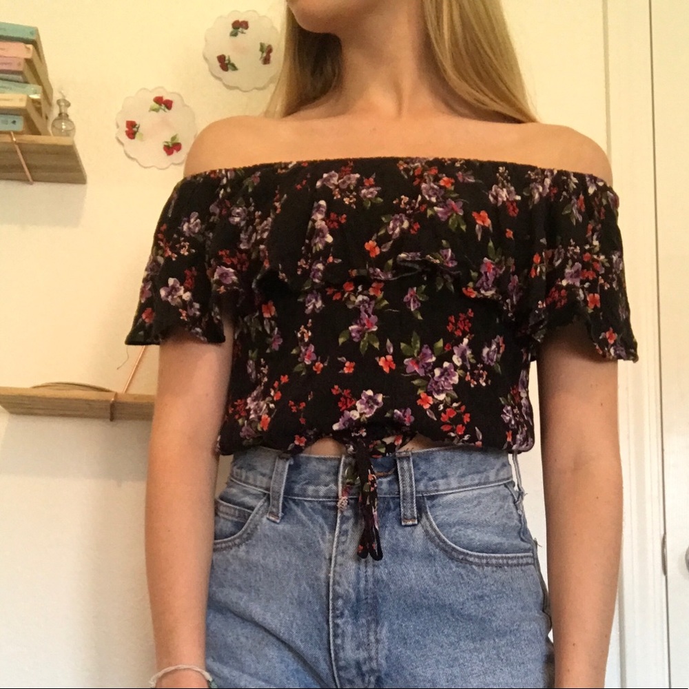Floral off the shoulder top.